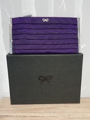 ANYA HINDMARCH BORSA FRIZIONE A PIEGHE VIOLA MARCIA POSTERIORE NUOVA CON SCATOLA ANYA