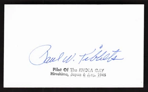 Seltene Enola Gay Pilot Paul Tibbets handsignierte Autogramm Karteikarte WWII - Bild 1 von 1