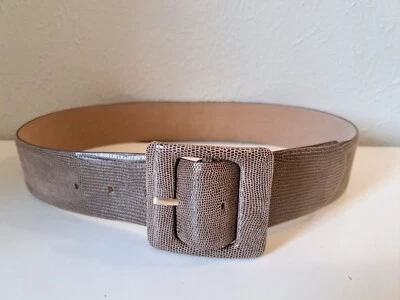 Cinturón Ann Taylor Ancho Marrón Taupe Cuero Repujado Piel de Serpiente Patrón talla S Foto 1 de 4