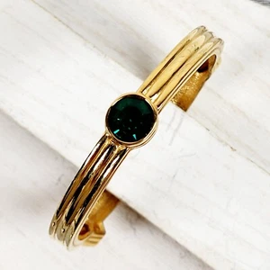 VINTAGE GIVENCHY PARIS CRYSTAL JEWELED BANGLE BRACELET 8" SIGNED RETRO JEWELRY - Picture 1 of 10