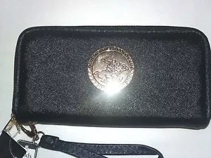 Beverly Hills Polo Club Full Size DoubleZip Wristlet/ Wallet Black New (CT001K) - Picture 1 of 6