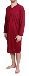 HERREN NACHTHEMD LANGARM SCHLAFANZUG SLEEPSHIRT NACHTWÄSCHE BAUMWOLLE - Bild 1 von 12
