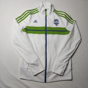 Adidas Youth S Seattle Sounders Full Zip Track Jacket White Green - Picture 1 of 10