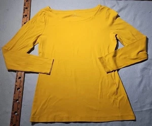 Banana Republic Shirt Womens Large Yellow Mustard Casual Boat Neck Tunic Tee Top - Picture 1 of 12