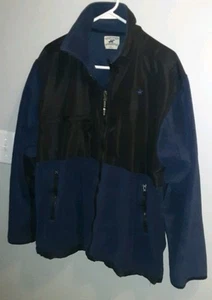 Beverly Hills Polo Club Jacket Mens L Black/Navy Blue Full Zip Fleece Zip Pocket - Picture 1 of 13