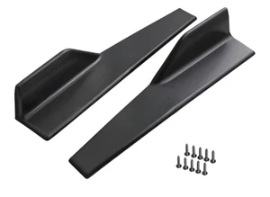 2pcs Universal Side Skirts Rear Bumper Lip Protector Diffuser Body Spoiler Black - Picture 1 of 7