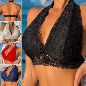 Women Push Up Full Coverage Bra Wireless Deep-V Lace Bras Gather Underwear US - Picture 1 of 22