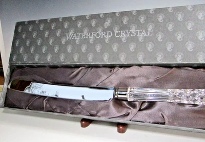 Coltello Torta Matrimonio Waterford Crystal LISMORE Manico 14 1/2" Ritirato con Scatola - Immagine 1 di 4