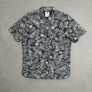Levis Button Up Hemd Herren L Grau Blumen Regular Fit Kurzarm Preppy Freizeit - Bild 1 von 9