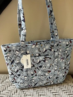 Vera Bradley Peanuts Small Vera Tote Ski Jump Snoopy Woodstock WINTER SKY NWT - image 1 of 4