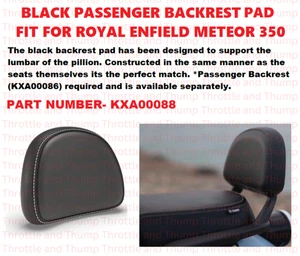 BLACK PASSENGER BACKREST PAD FIT FOR ROYAL ENFIELD METEOR 350 - Picture 1 of 4