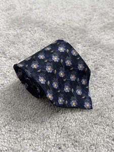 Ermenegildo Zegna Blue Silk Floral Neck Tie Made In Italy - Picture 1 of 5