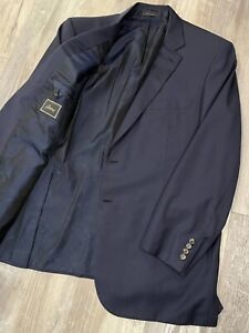 Brioni Solid Blue Wool Blazer Size 50 Colosse