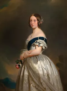 Cartel de pintura estampado de Queen Victoria Young de Franz Winterhalter Gran Bretaña - Imagen 1 de 1