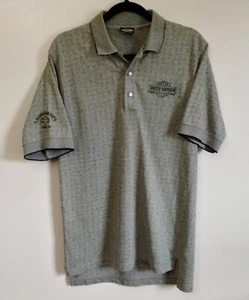 VTG Harley Davidson Men's Embroidered Polo Gray w/ Green Tint Sz M Laugermans PA - Picture 1 of 6