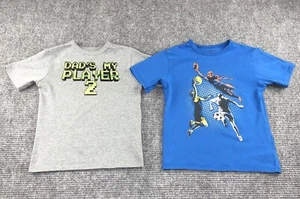 Place Boy's Graphic T Shirts Size S 5/6 Short Sleeve Crew Gray, Blue Lot Of 2 - Picture 1 of 17