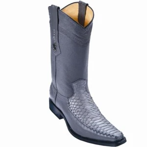 LOS ALTOS GRAY GENUINE PYTHON SNAKE VERSAGE SQUARE TOE WESTERN BOOT D - Picture 1 of 1