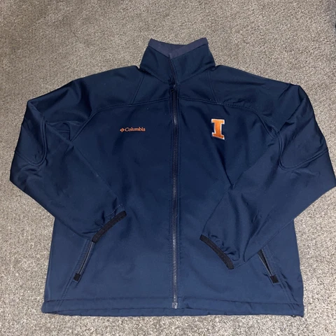 Columbia University Illinois Fighting Illini Jacket Mens Large Zip Omni Blue Cover