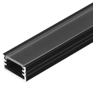 1m surface MT2 12x7mm LED profile extrusion channel black anodized, diffuser - Picture 1 of 7