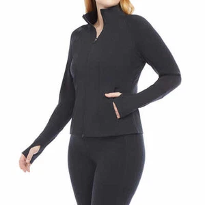 Danskin Women's Contour Brushed Yoga Jacket, Full Zip, Black Salt, Size Medium M - Picture 1 of 3