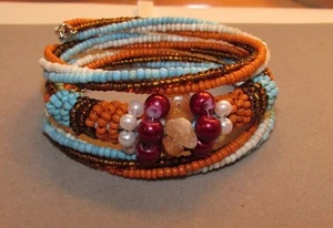 Rocailles Mode Glasperlen und Muschel ausgefallenes Spulenarmband - Bild 1 von 23