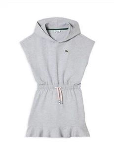 LACOSTE Girls Gray Short Sleeve Hooded Dress Size 6 - Picture 1 of 1
