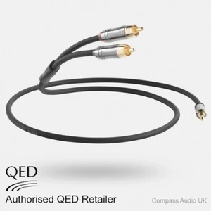 QED Performance Graphite J2P 3.5mm Mini Jack to 2 RCA Stereo Audio Cable 1.5m 3m - Picture 1 of 13