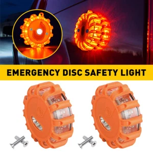 2pc 9LED Road Flare Emergency Light Roadside Safety Beacon Disc Flashers Warning - Picture 1 of 12