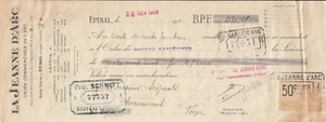 Facture ancienne La Jeanne d'Arc à Epinal 1924 old french invoice bill - Picture 1 of 1