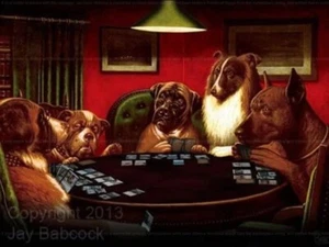 Dogs Playing Magic full color poster, autographed - Picture 1 of 1