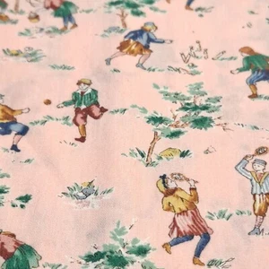 Playtime by Clothworks Pink Cotton Fabric 36" X 44" Kids Playing Children Quilt  - Picture 1 of 5