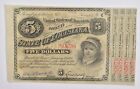 1870s-1880s State of Louisiana 'Baby Bonds' $5 Us Obsolete Currency *0712