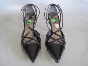 Carlos Santana Pumps Heels Womens 7 Shoes Black Patent Ankle Strap Strappy - Picture 1 of 6