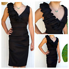 Vintage Y2K Black Dress Size 4 New Pin Up Wiggle V Neck Taffeta Rosettes Formal 