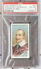 GUSTAVUS II (ADOLPHUS) 1924 Ogden’s Leaders Of Men #21 PSA 6 EX-MT