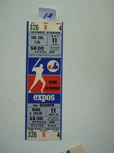 1982 MONTREAL EXPOS  GAME TICKET UNUSED OLYMPIC STADIUM SAN FRANCISCO GIANT NO12 - Picture 1 of 2