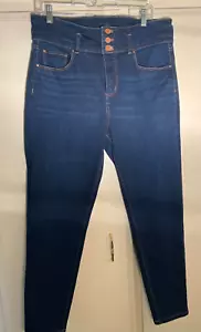 Ann Taylor Dark Wash High Waist 3 Button Skinny Jeans - Size 14 - Picture 1 of 8
