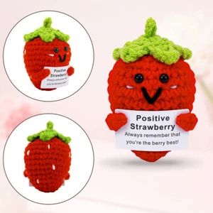 Cute Crochet Positive Strawberry Doll Girls Teen Womens Birthday Gift Plush Doll - Picture 1 of 7