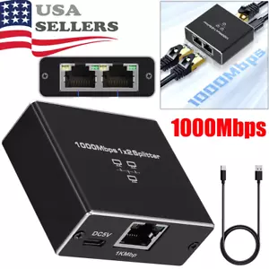 RJ45 Gigabit Ethernet Splitter 1000Mbps LAN Network Internet 1 to 2 Adapter lot - Picture 1 of 19