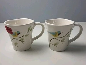 NWT Pier 1 Imports Coffee Mug 16 Oz Cups Robin Spring Handpainted Lot Of 2 - Picture 1 of 5