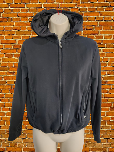 GIACCA CAPPOTTO DONNA ORIGINALE PRADA TAGLIA XS NERO ZIP CAPPUCCIO LEGGERO SFODERATO