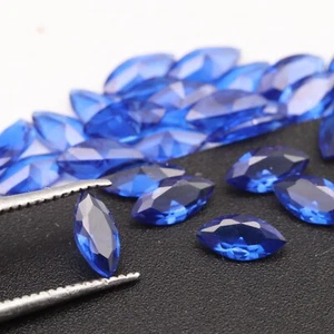 Marquise Sapphire Blue Very Dark Nano Crystal Heat Resistant Synthetic Lab Stone - Picture 1 of 10