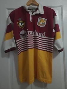 NSW RL Brisbane Broncos Vintage Sport “Traveland” Rugby Jersey Shirt - Picture 1 of 7