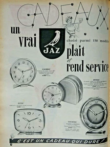 PUBLICITÉ DE PRESSE 1957 RÉVEILS PENDULETTES JAZ FUTIC CALBRIC FÉVRIC TOURNIC - Imagen 1 de 1