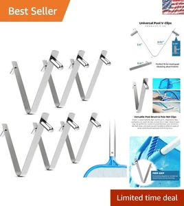6er Pack Edelstahl Pool V-Clips - Sichern Sie Ihre Reinigungswerkzeuge effizient - Bild 1 von 8
