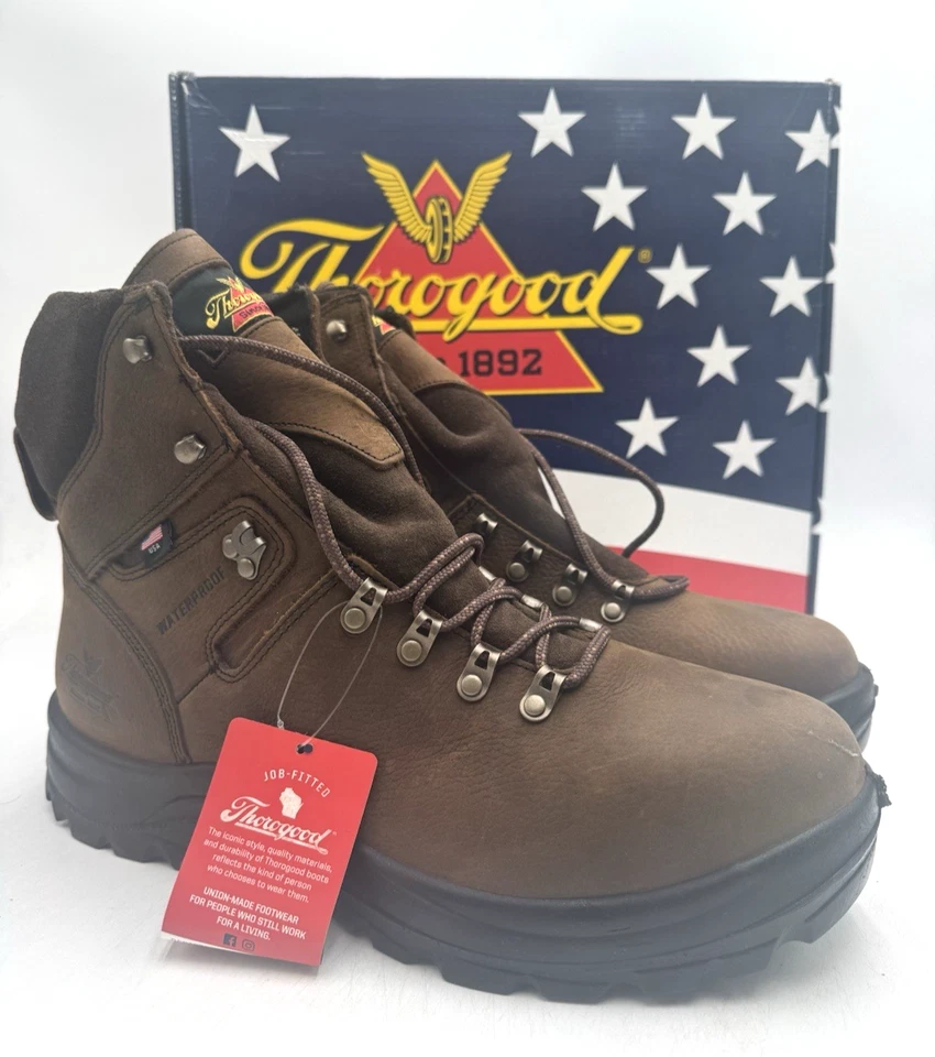 Thorogood American UNION 男式全新工作靴棕色美国尺码 11.5 中号 — 第 1/4 张图片