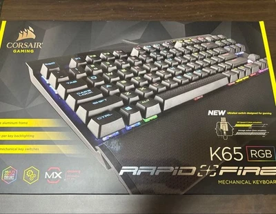 Corsair K65 RGB Mechanical Keyboard Silver Switch USB with Palm Rest Tested - Image 1 of 4