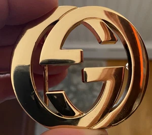 Spectacular Looking Gucci GG Mirror-like Gold Chrome Belt Buckle Only - Picture 1 of 2