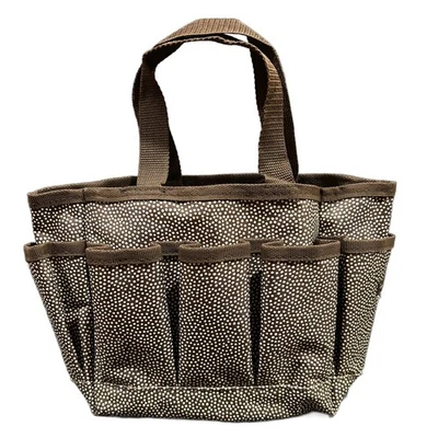 Thirty One | Brown Lotsa Dots Small Utility Organizing Tote Bag | 11"x7"x4" Rare - Image 1 of 4