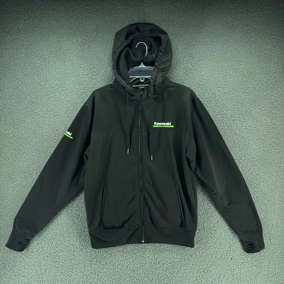 Kawasaki Hoodie Herren klein schwarz abnehmbare Kapuze bestickt - Bild 1 von 4